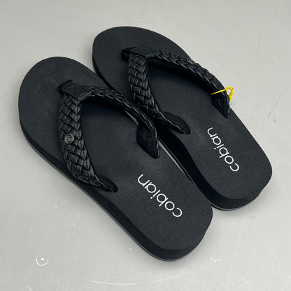 COBIAN Braided Bounce Synthetic Leather Sandals Women's Sz 8 EU 38.5 Black BRB10-001-8