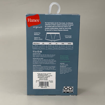 HANES 3 PACK!! Originals Women's Breathable Cotton Boxer Briefs Underwear Sz M Blue 45OUBB