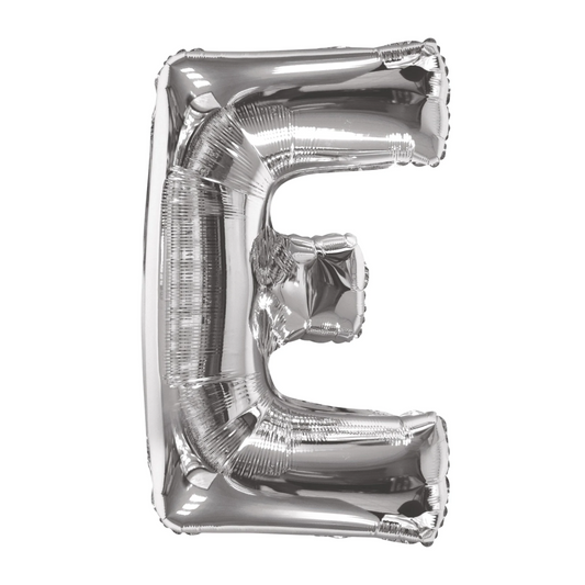 34 In. Silver Letter E Balloon