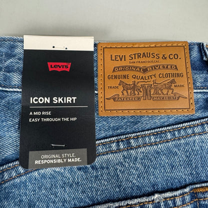 LEVIS Recrafted Icon Skirt Mid Rise Original Women's Sz 26 Novel Notion Med Wash