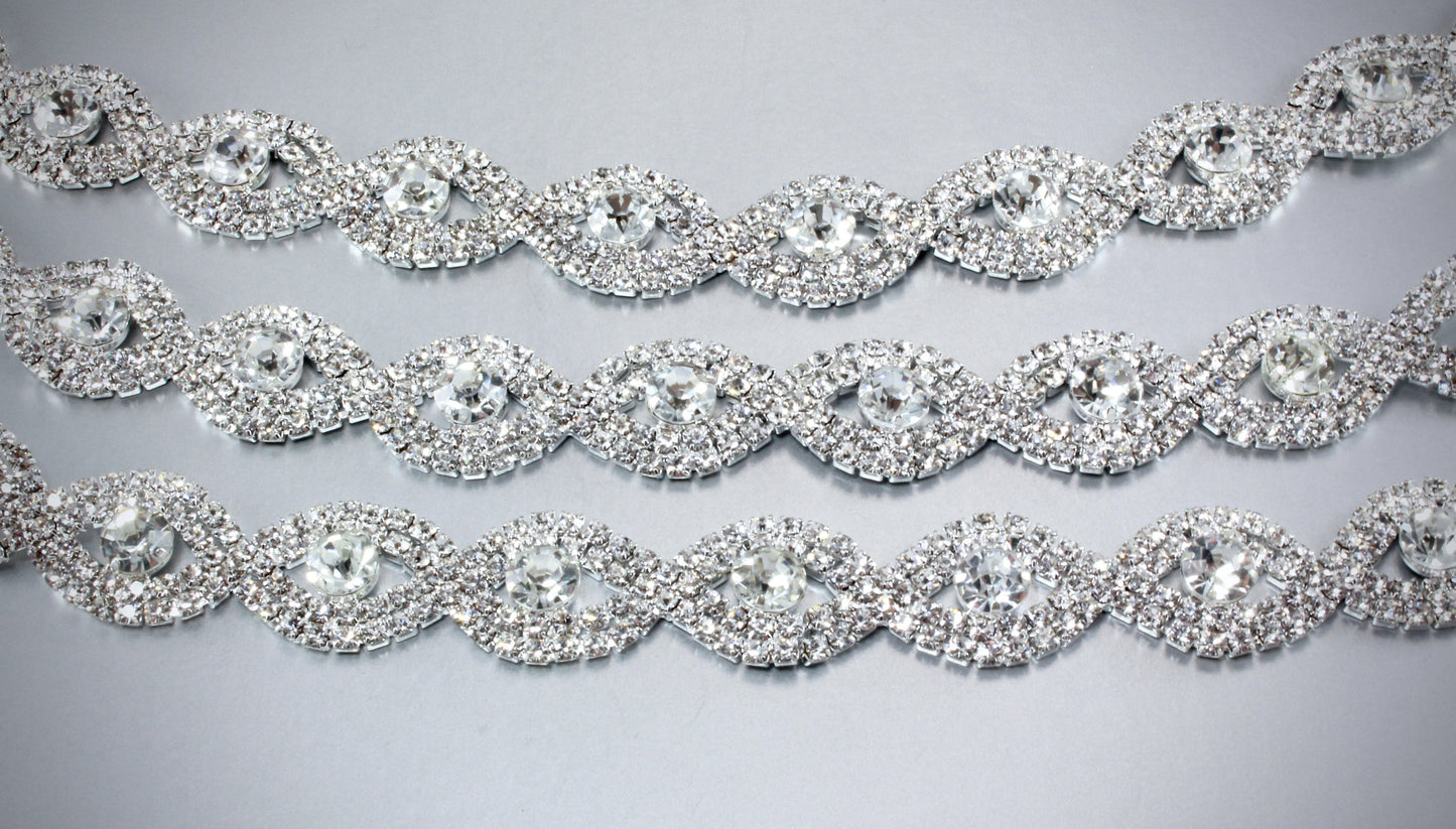 Nora - Silver Crystal Bridal Belt/Sash