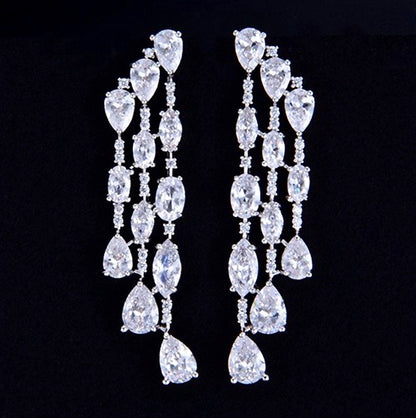 Ornella - Silver Cubic Zirconia Bridal Earrings
