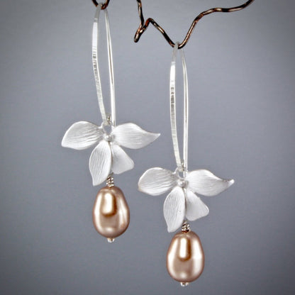 "Wild Orchid" - Pearl Bridal Earrings