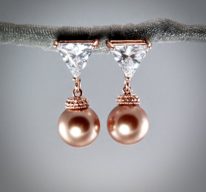 "Calla" - Swarovski Pearls and 14K Rose Gold-Filled Earrings