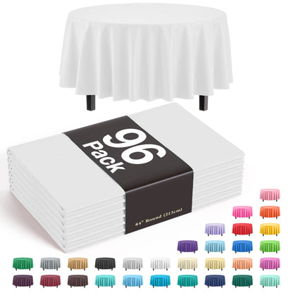 Premium Round White Plastic Table Cover | Case of 96
