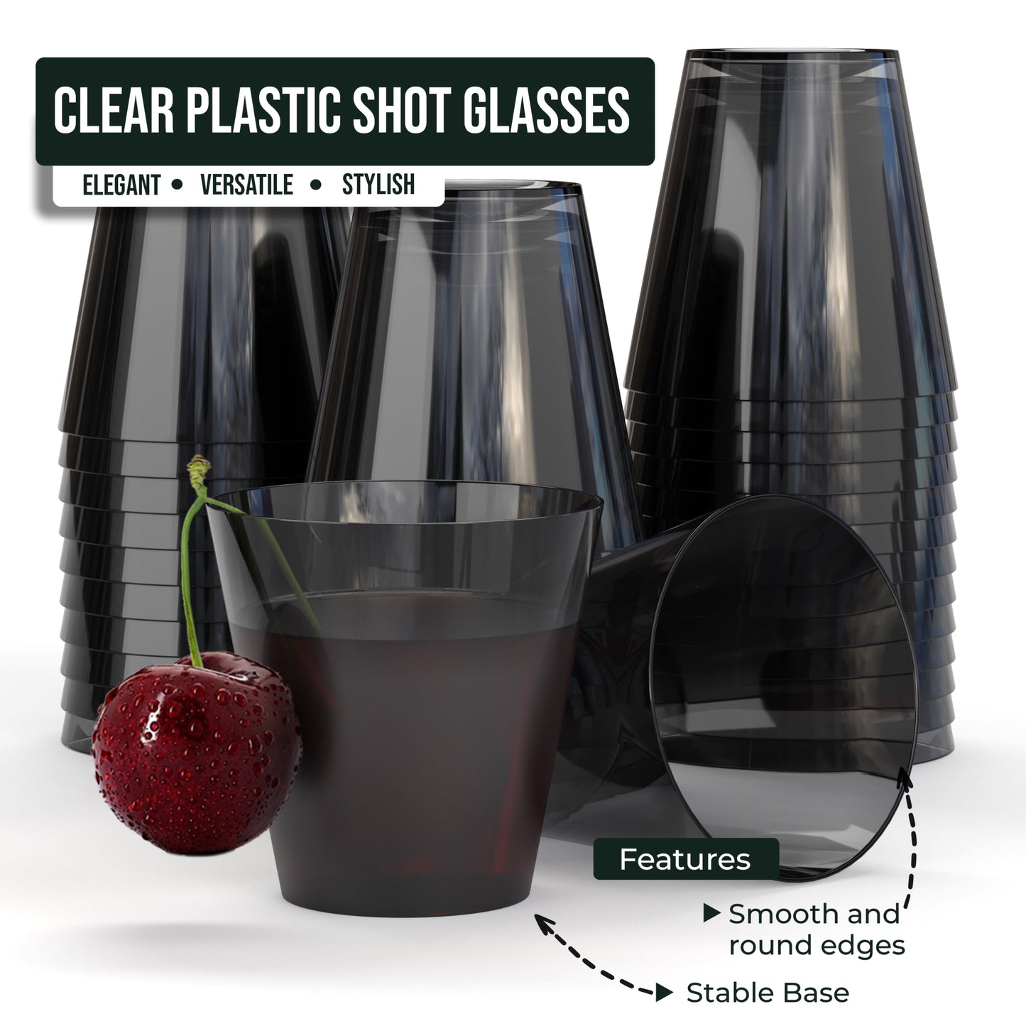 2 Oz. Smokey Plastic Shot Glasses | 100 Count