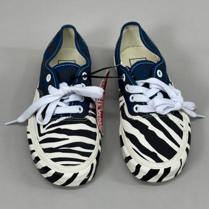 VANS Animal Classic Zebra Slip-On Sneakers Women's Sz 5.5 Men's 4.0 Blue/Black