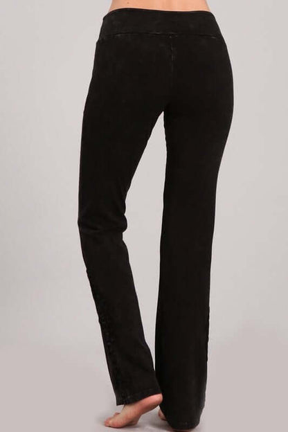 Mineral Washed Bootcut Jeggings Crochet Detail Made in USA