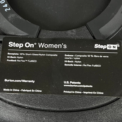 BURTON Step On Flex FullBED Cushioning Flex Mount Womens Sz L Black 17283106002