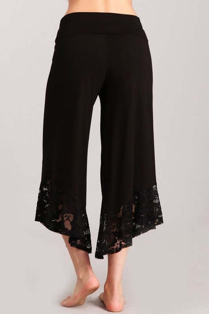 Lace Hem Gaucho Style Pants - Clearance Final Sale