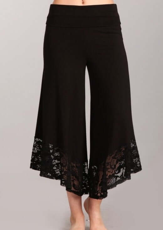 Lace Hem Gaucho Style Pants - Clearance Final Sale