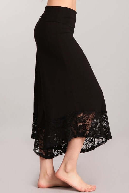 Lace Hem Gaucho Style Pants - Clearance Final Sale