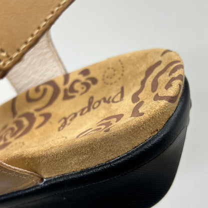 PROPET Wanda Sandal w/Wedge Heel Design Womens Sz 8.5 XX WIDE (4E) Tan WSX203L