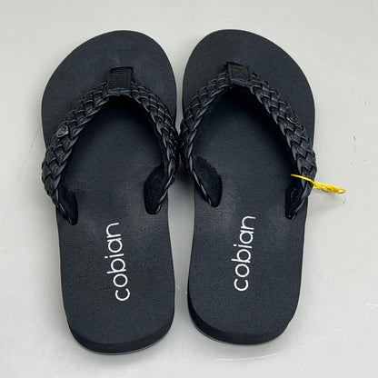 COBIAN Braided Bounce Synthetic Leather Sandals Women's Sz 8 EU 38.5 Black BRB10-001-8