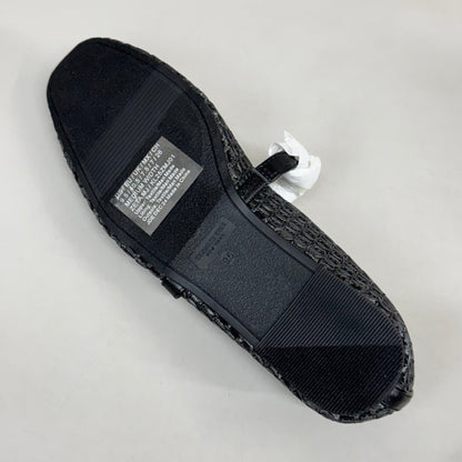 KENNETH COLE New York Zeta Raffia Jewel Jane Flat Women's Sz 9.5 Black KL25ZMJ01