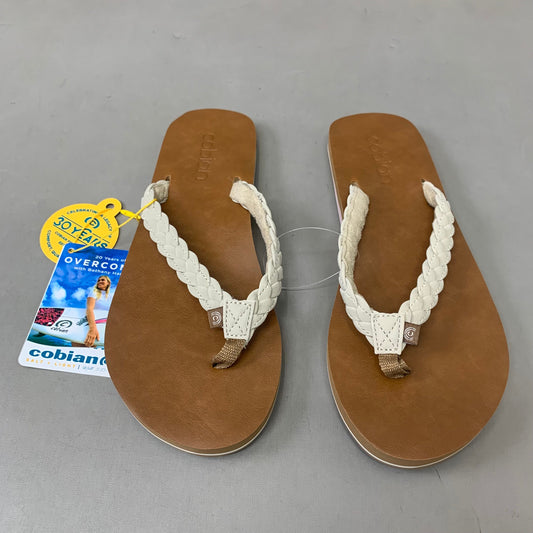 COBIAN Braided Pacifica Sandals Women's SZ 8, EU 38.5 Cream BBP23-110-8