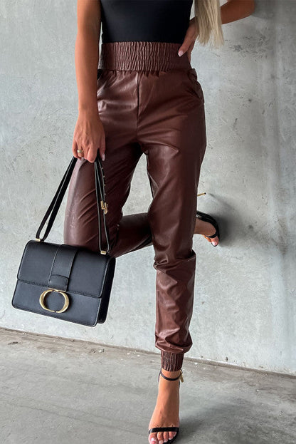 Leather Skinny Tapered Pants -clearance