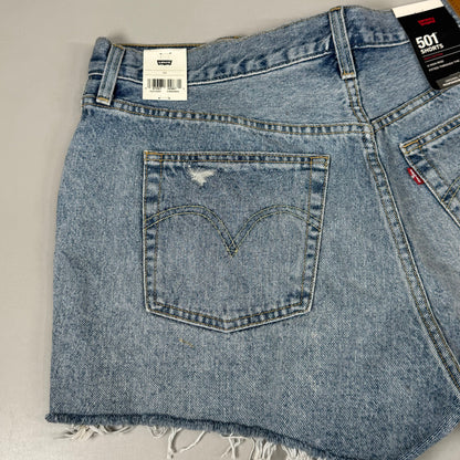 LEVIS 501 Original Fit High Rise Shorts Medium Wash Women's Sz 34 Mega Vibe Blue