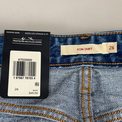 LEVIS Recrafted Icon Skirt Mid Rise Original Women's Sz 26 Novel Notion Med Wash