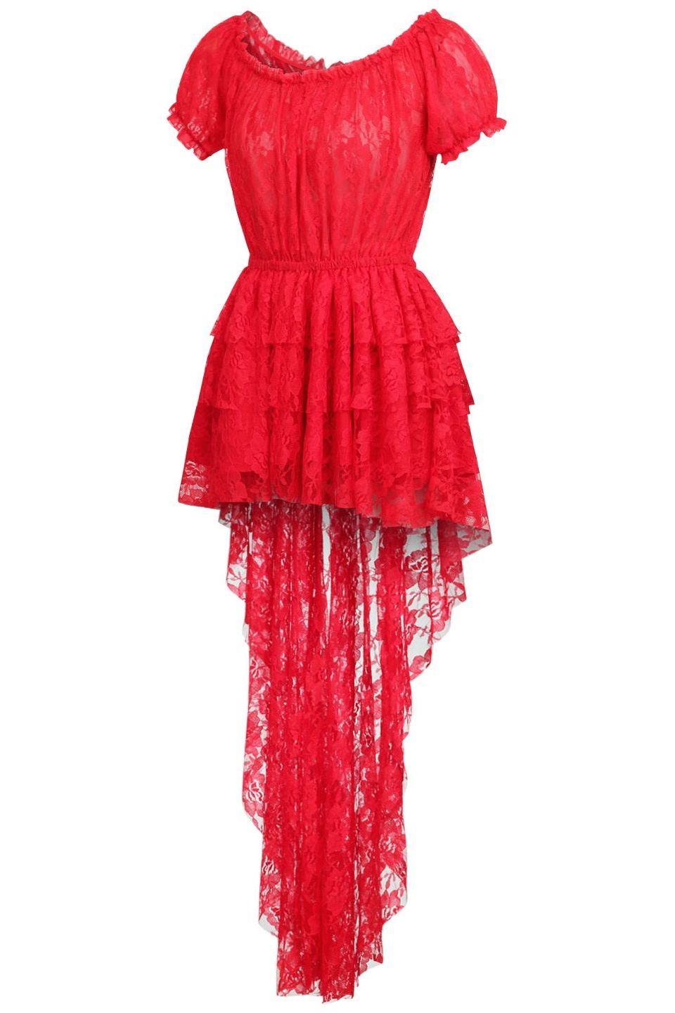 Red High Low Lace Dress
