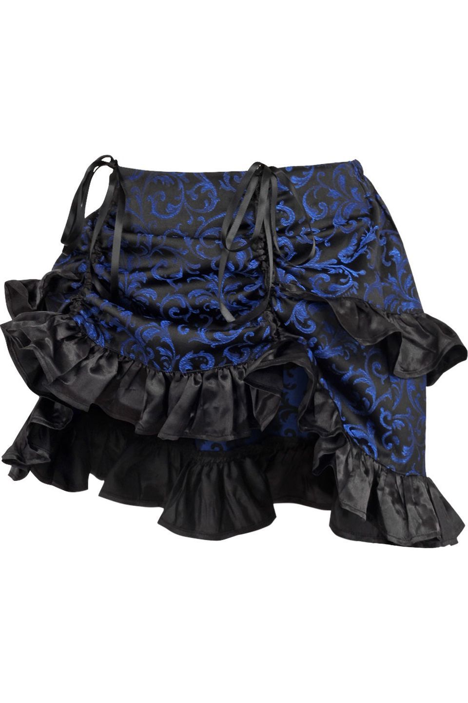 Blue/Black Brocade Ruched Bustle Skirt