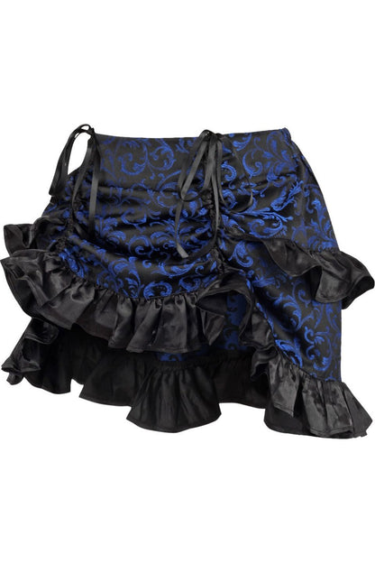Blue/Black Brocade Ruched Bustle Skirt