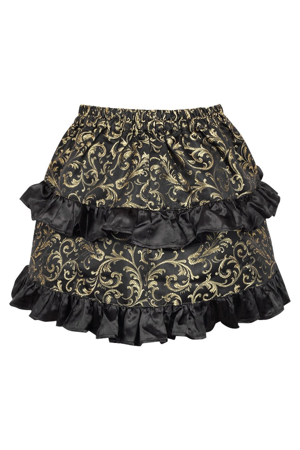 Gold/Black Brocade Ruched Bustle Skirt