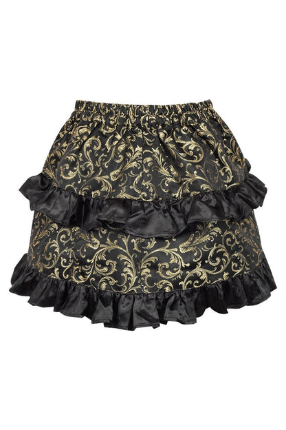 Gold/Black Brocade Ruched Bustle Skirt