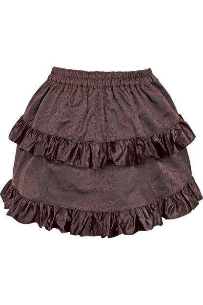 Brown Brocade Ruched Bustle Skirt