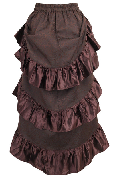Brown Brocade Adjustable High Low Bustle Skirt