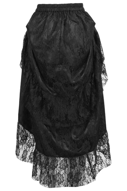 Black Lace Adjustable High Low Bustle Skirt
