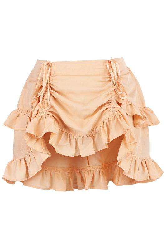 Beige Crepe Ruched Bustle Skirt