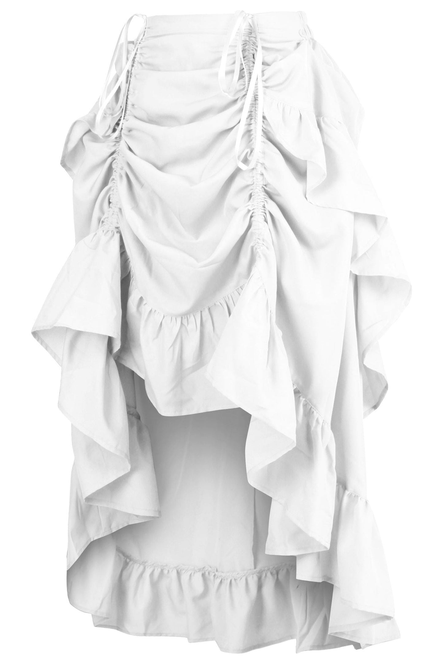 White Crepe Adjustable High Low Skirt