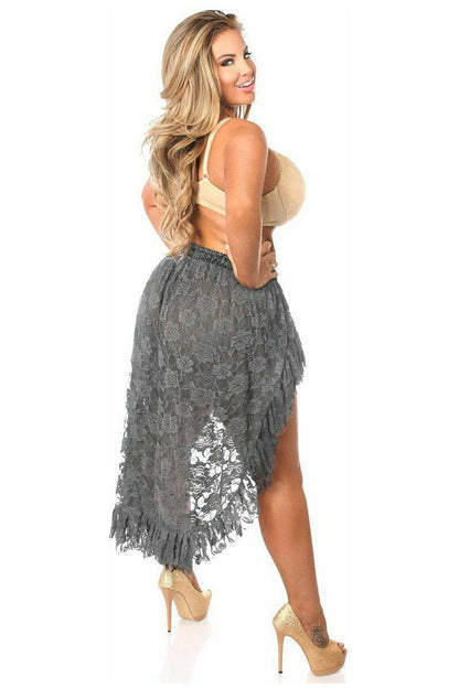 Dark Grey Lace High Low Skirt