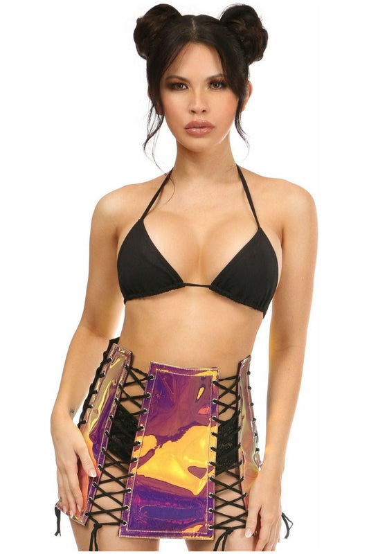 Rainbow Gold Holo Lace-Up Skirt