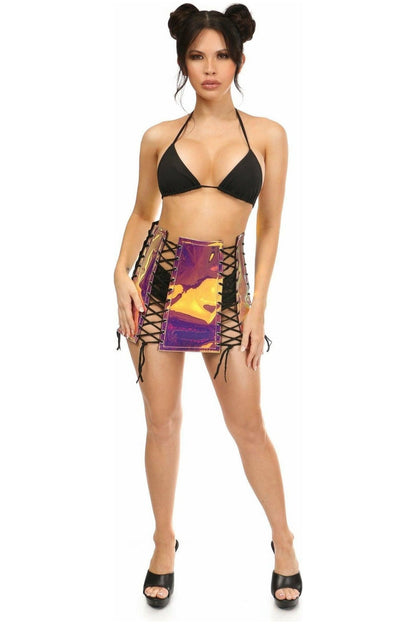 Rainbow Gold Holo Lace-Up Skirt