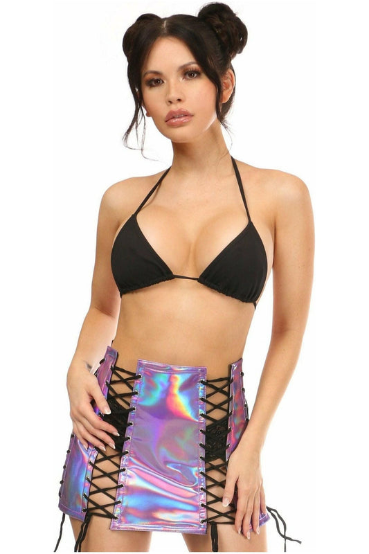 Lavender Holo Lace-Up Skirt