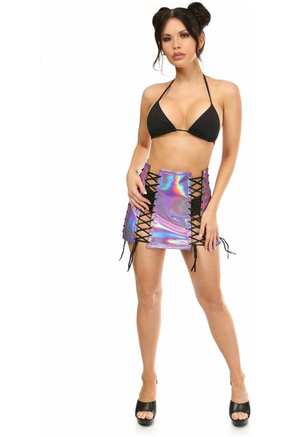 Lavender Holo Lace-Up Skirt