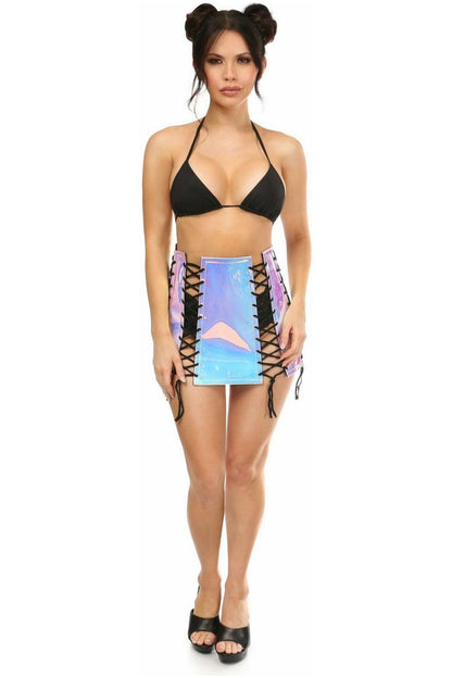 Blue/Purple Holo Lace-Up Skirt