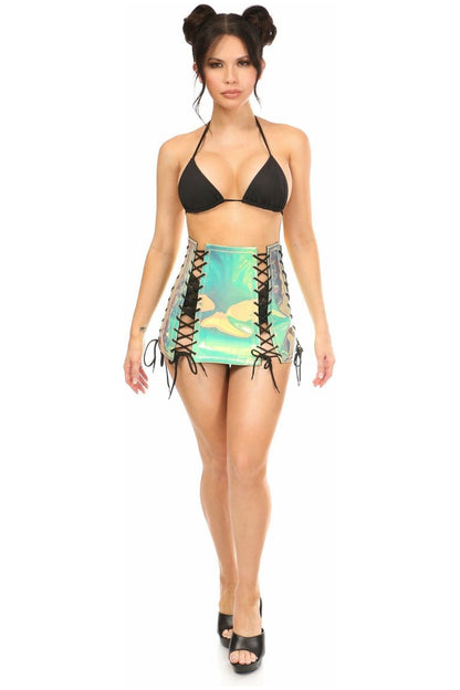 Mint Holo Lace-Up Skirt