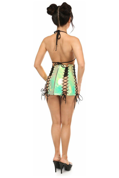 Mint Holo Lace-Up Skirt