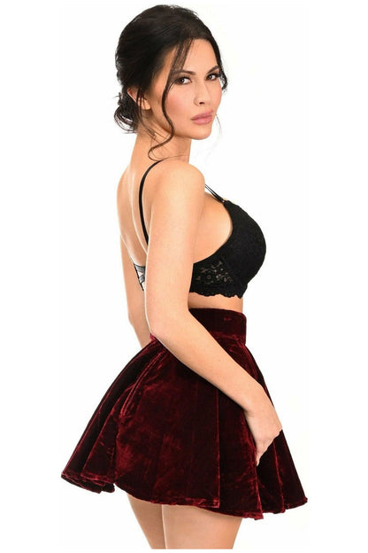 Dark Red Crushed Velvet Skirt