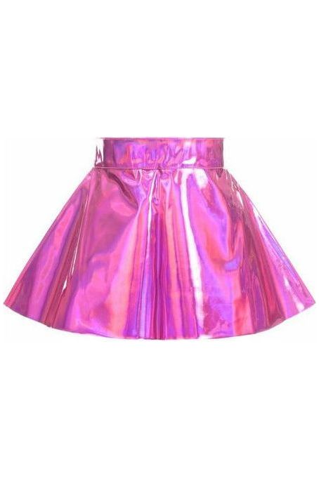 Fuchsia Holo Skater Skirt