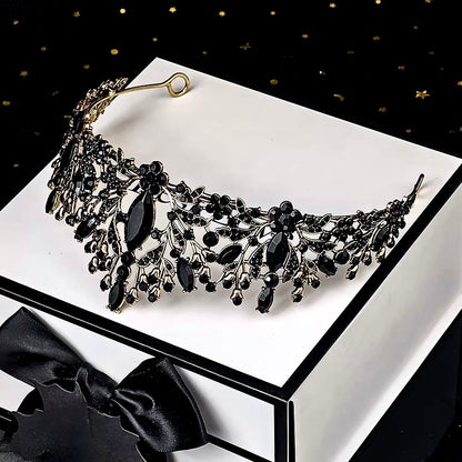 "Sigrid" - Victorian Gothic Black Bridal Tiara