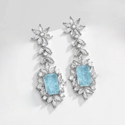 Alondra - Aqua Blue Cubic Zirconia Bridal Earrings