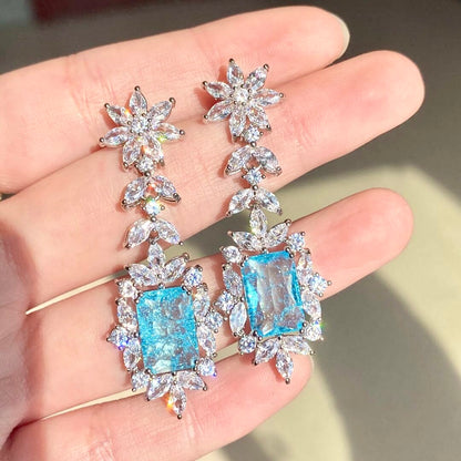 Alondra - Aqua Blue Cubic Zirconia Bridal Earrings