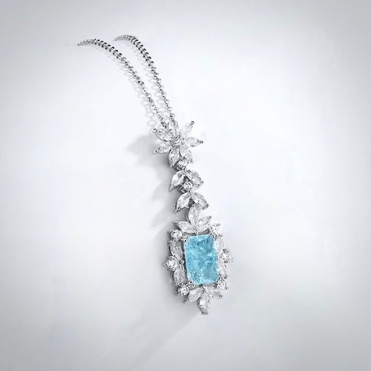 Indra - Aqua Blue Cubic Zirconia Bridal Necklace