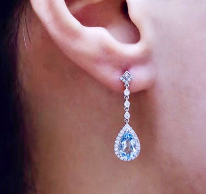 Isela - Aqua Blue Art Deco Bridal Jewelry Set