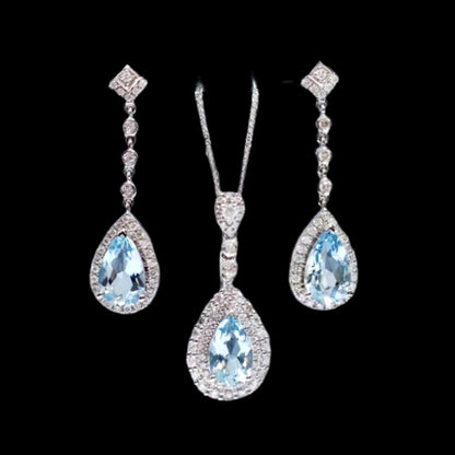 Isela - Aqua Blue Art Deco Bridal Jewelry Set