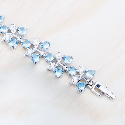 "Galia" - Aquamarine Cubic Zirconia Bridal Bracelet - More Designs